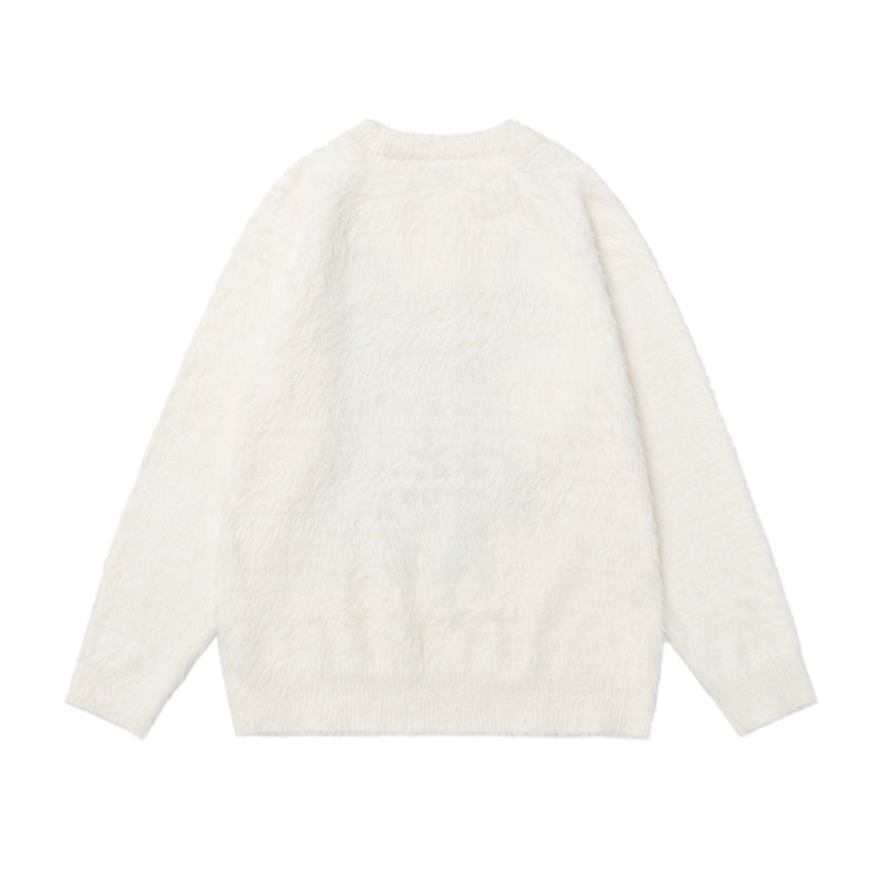 Monchiti 49 Fuzzy Knit Crewneck Sweater – Oversized Streetwear Pullover