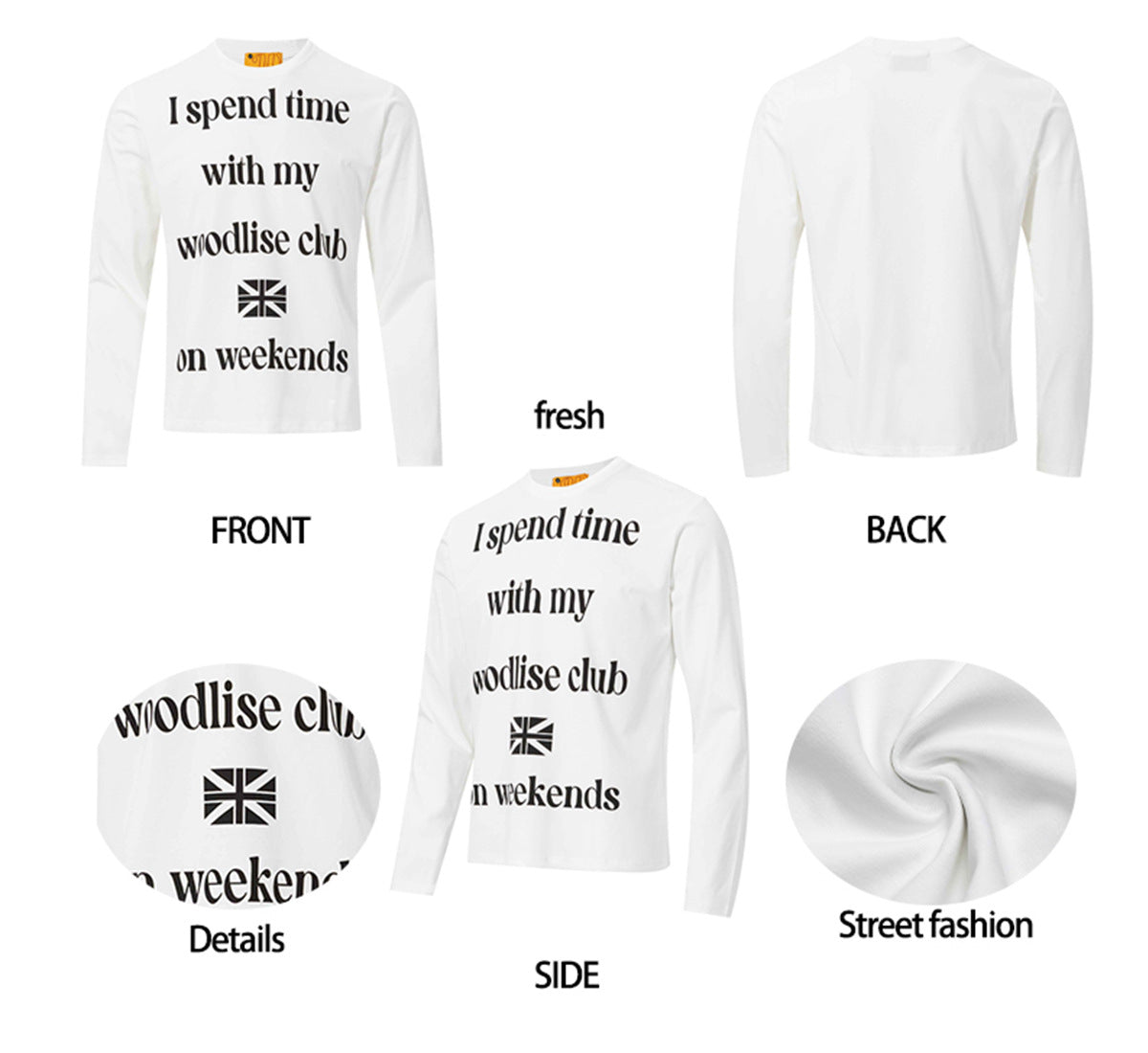 Langarm-Shirt mit Grafikprint und Rundhalsausschnitt – Woodlise-Club-Slogan