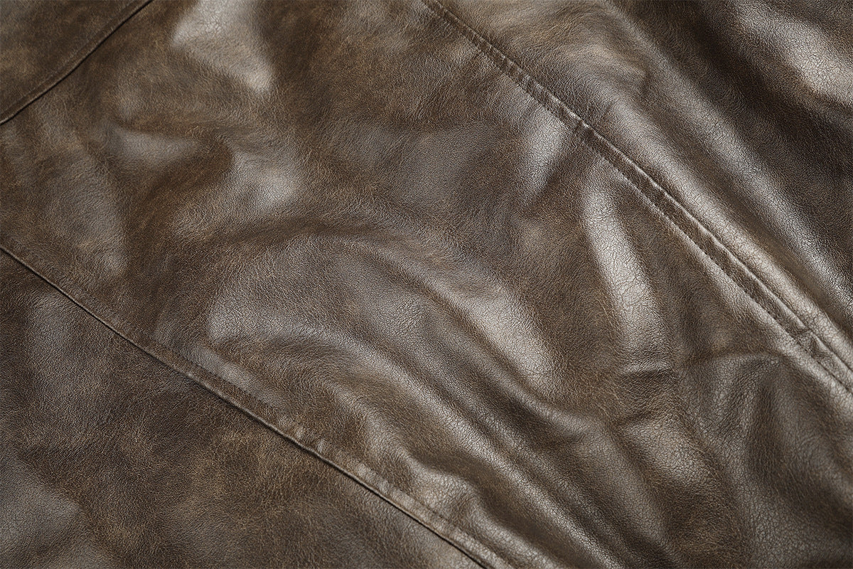 Faux Leather Fur-Lined Bomber Jacket – Cold Weather Motorcycle Jacket with