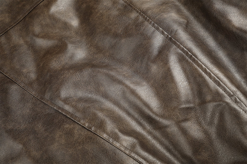 Faux Leather Fur-Lined Bomber Jacket – Cold Weather Motorcycle Jacket with