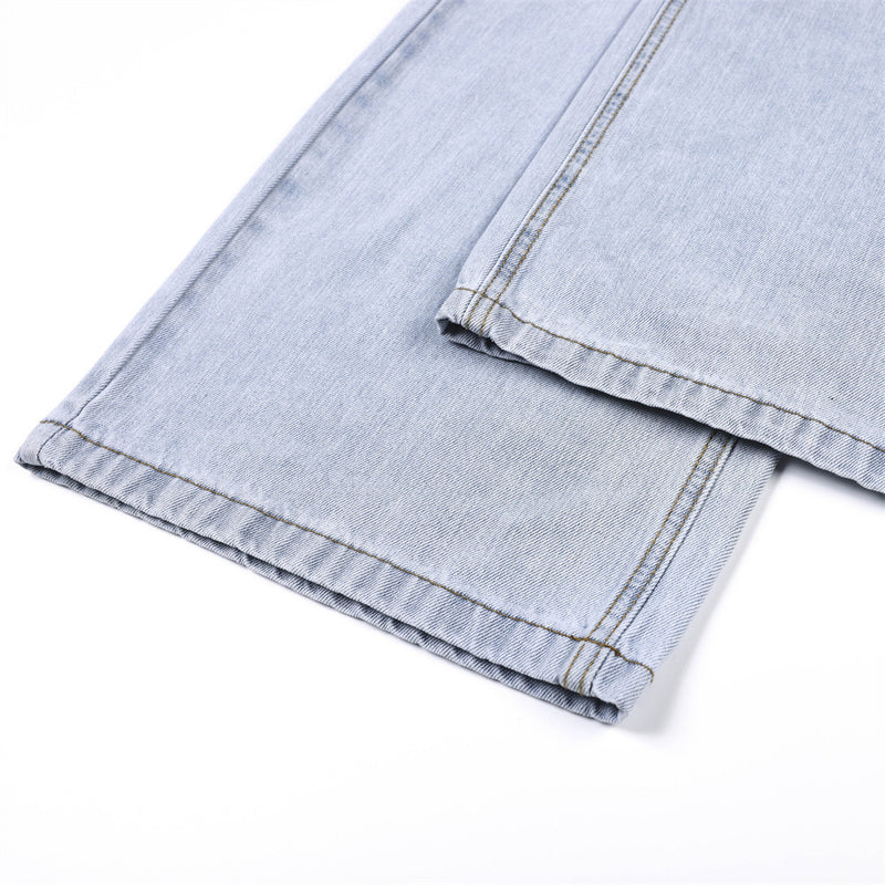 Vaqueros wide-leg de lavado claro – Pantalones vaqueros vintage de corte recto y baggy para hombre