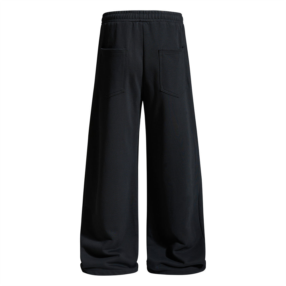 Wide-Leg Graffiti Print Sweatpants – Relaxed Straight-Fit Drawstring Jogger