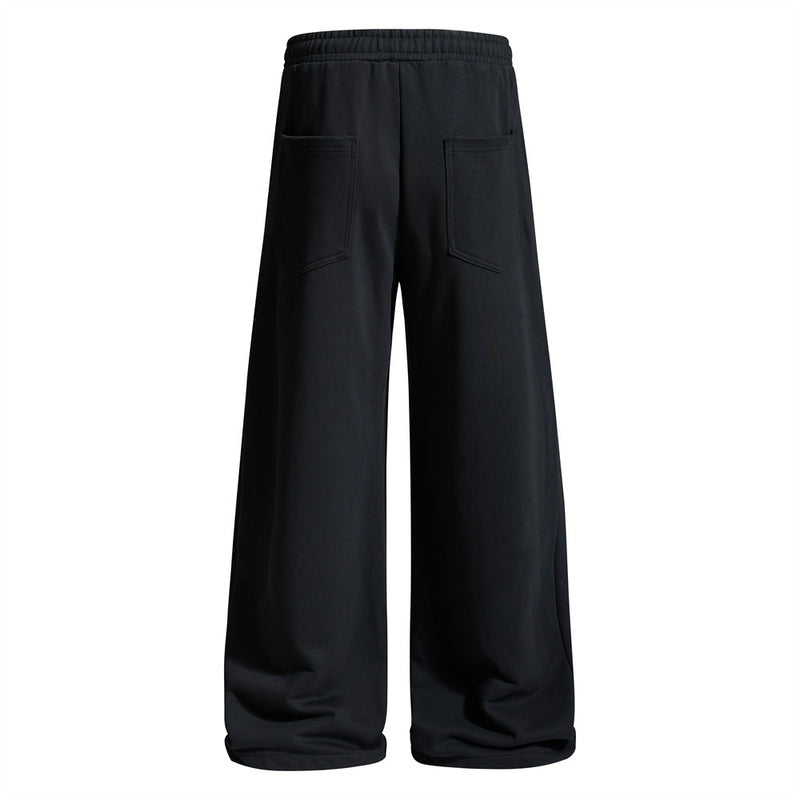 Wide-Leg Graffiti Print Sweatpants – Relaxed Straight-Fit Drawstring Jogger