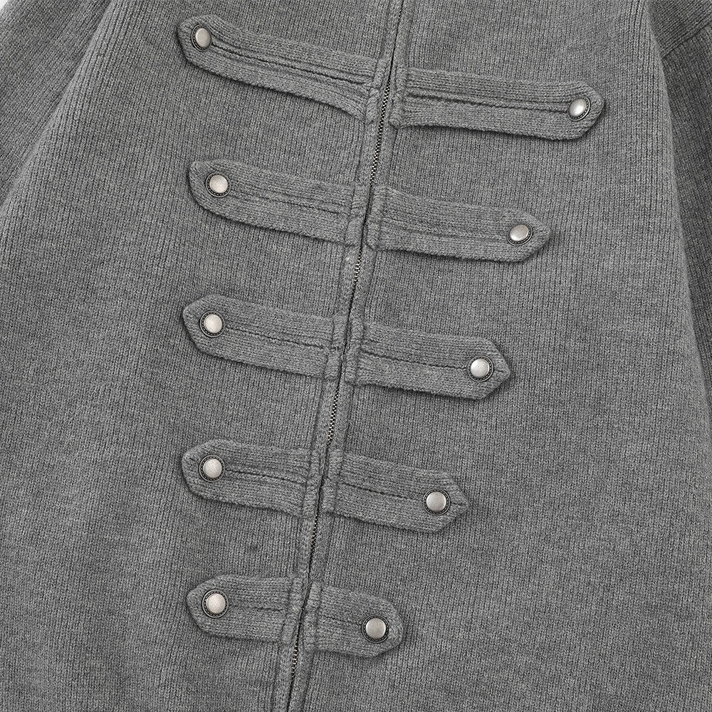 Veste en maille zippée d’inspiration militaire – Cardigan oversize à col montant avec