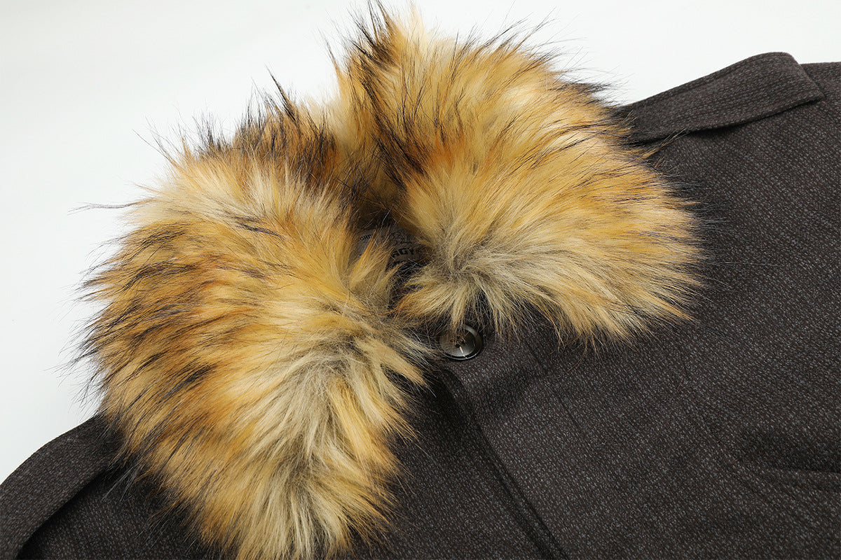 Fur Collar Padded Jacket – Retro American Lazy-Style Quilted Bomber
