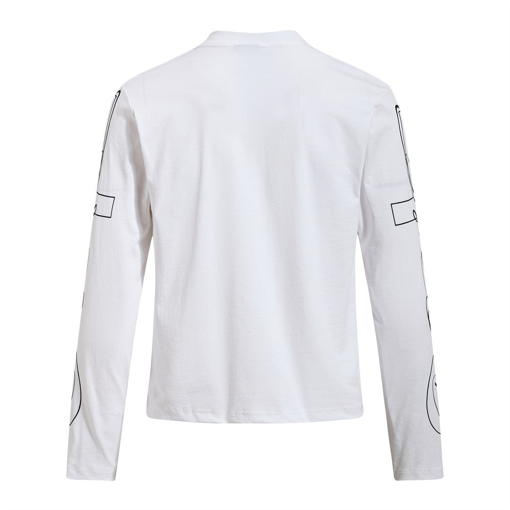 Men's Long Sleeve Henley Shirt with Cross Graffiti Sleeve Print