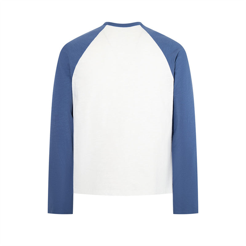 Men's Raglan Long Sleeve T-Shirt – Eagle Graphic Print, White & Blue