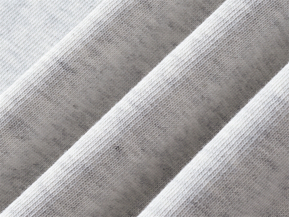 Langarm-T-Shirt mit Rundhalsausschnitt – minimalistischer Schriftprint, meliertes Grau