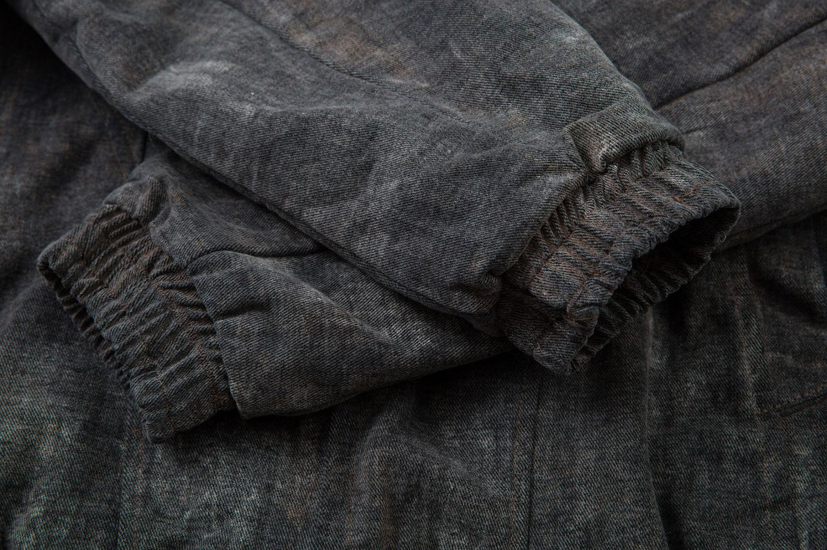 Washed Denim Bomber Jacket with Faux Fur Hood – Vintage American Style