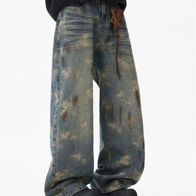 Wide Leg Jeans Mens Distressed Vintage Grunge Baggy Denim Pants