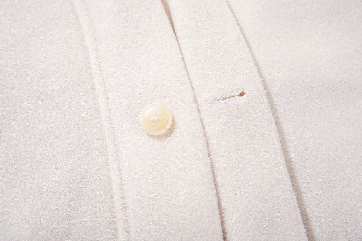 Wool Blend Bomber Jacket – Double-Layer Collar, Zip-Up Men's Coat