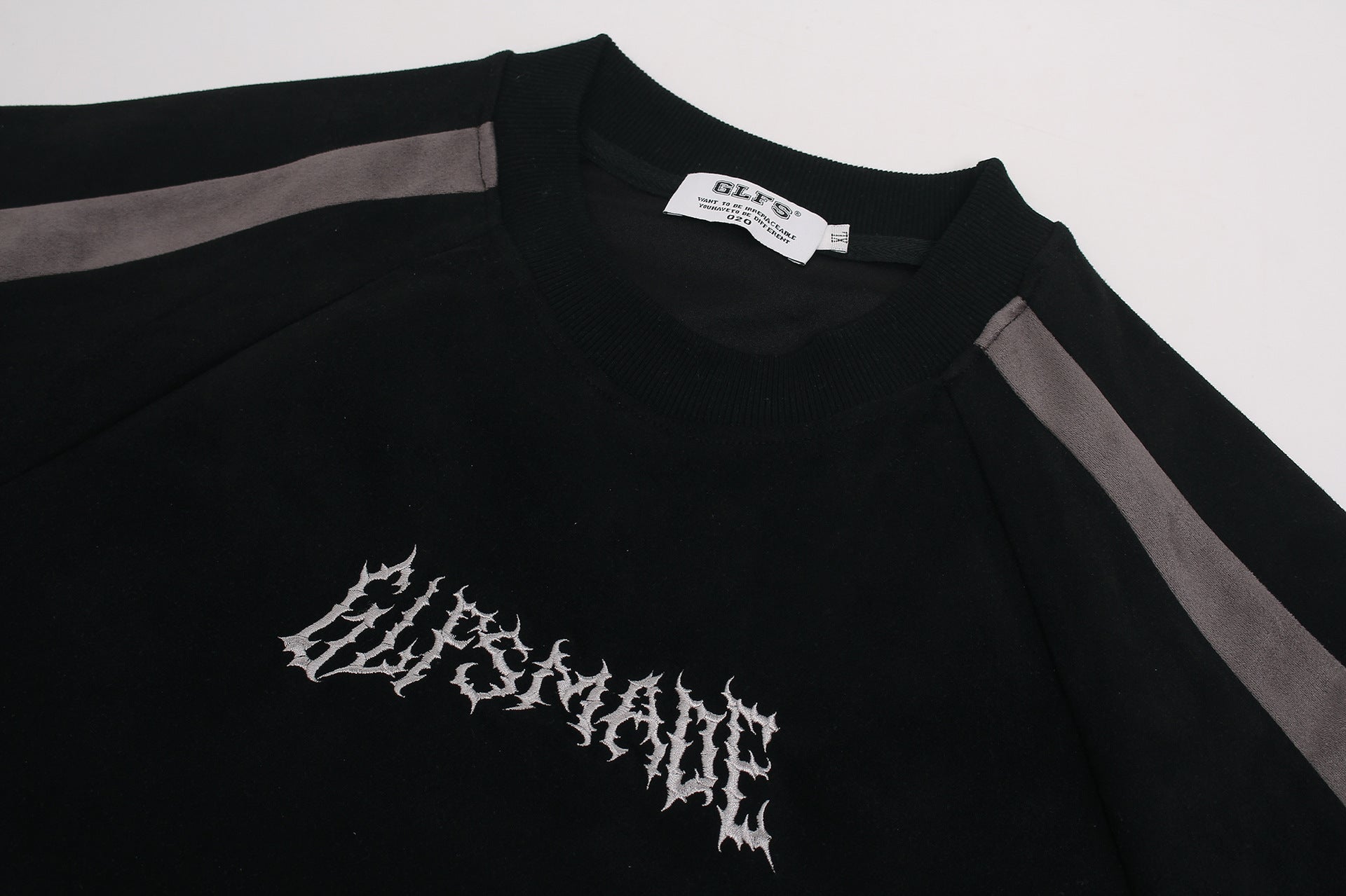 GLFSMADE Colorblock Suede Panel Short Sleeve T-Shirt