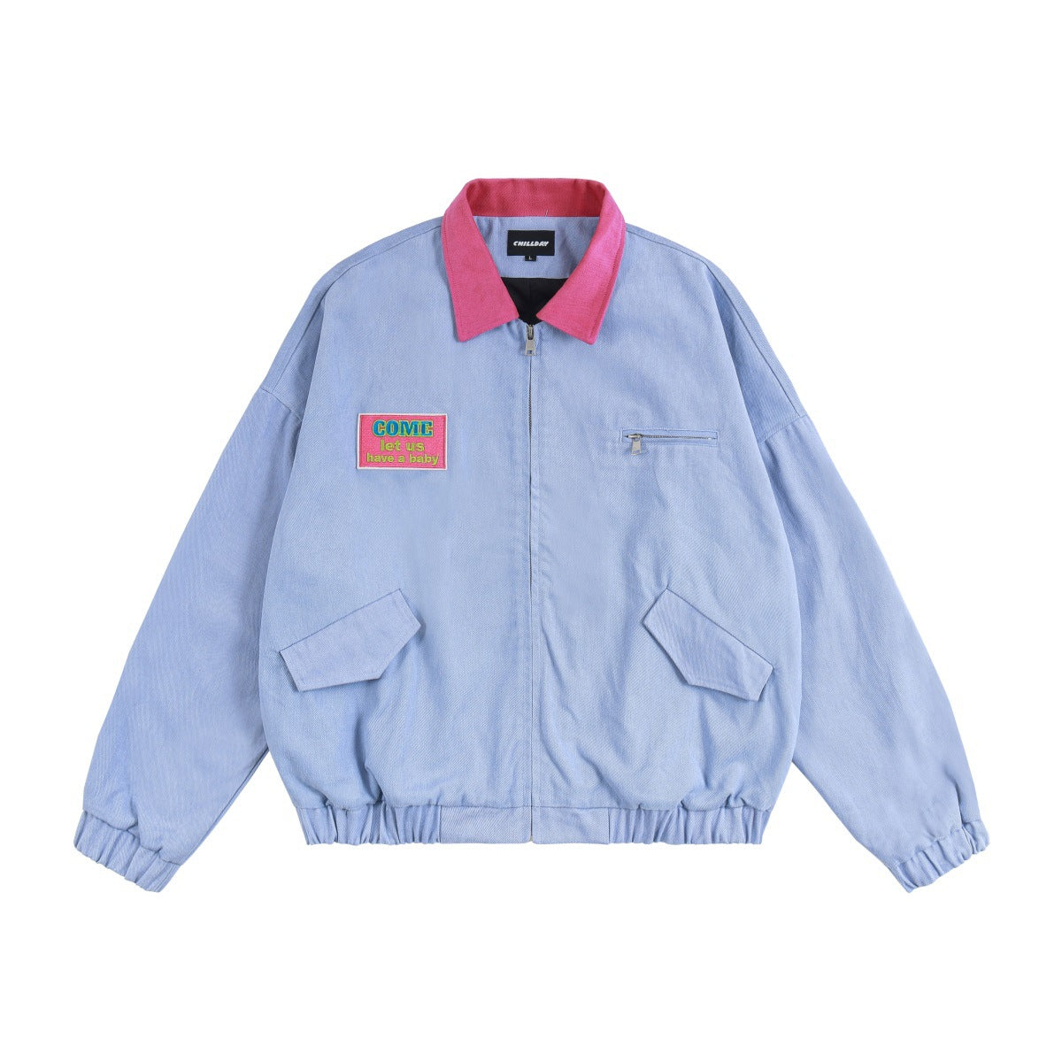 Veste Harrington rétro color block – Veste de travail zippée à col contrastant