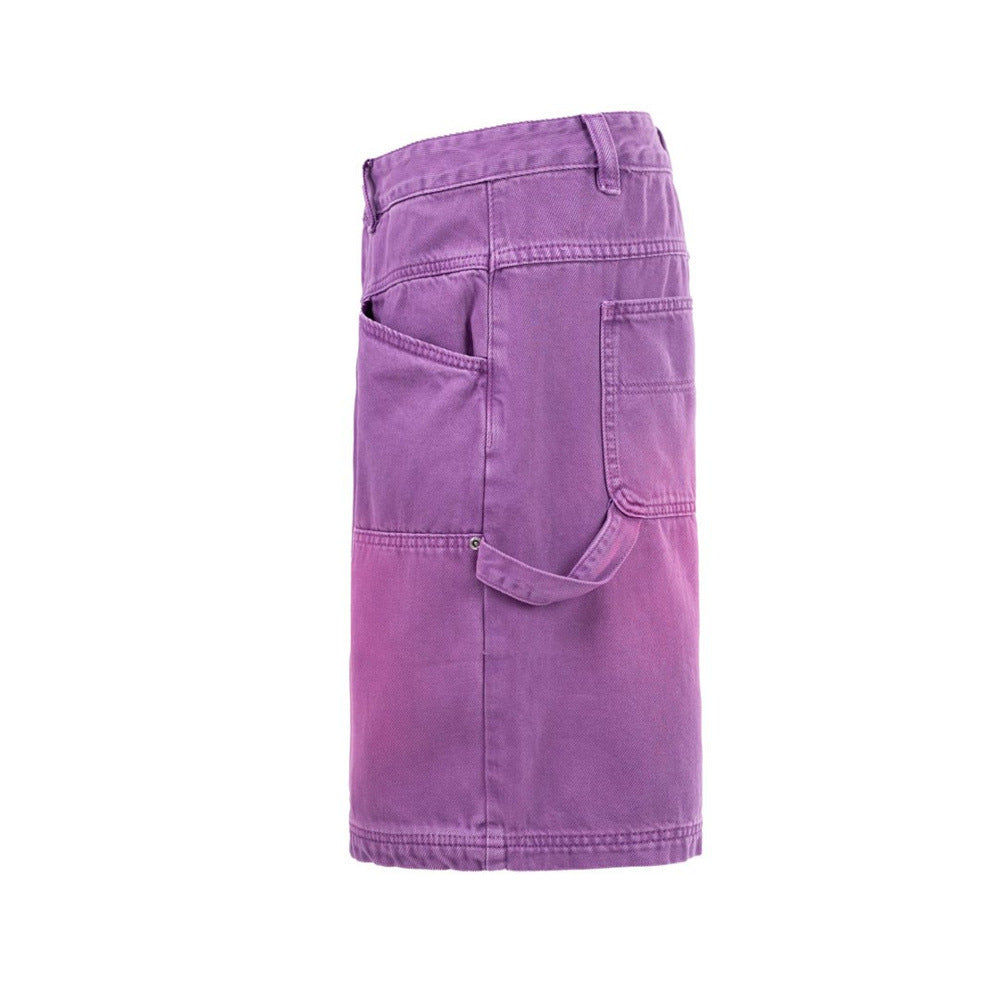 Baggy-Denimshorts für Herren – gewaschene Carpenter-Style-Jeansshorts für Streetwear