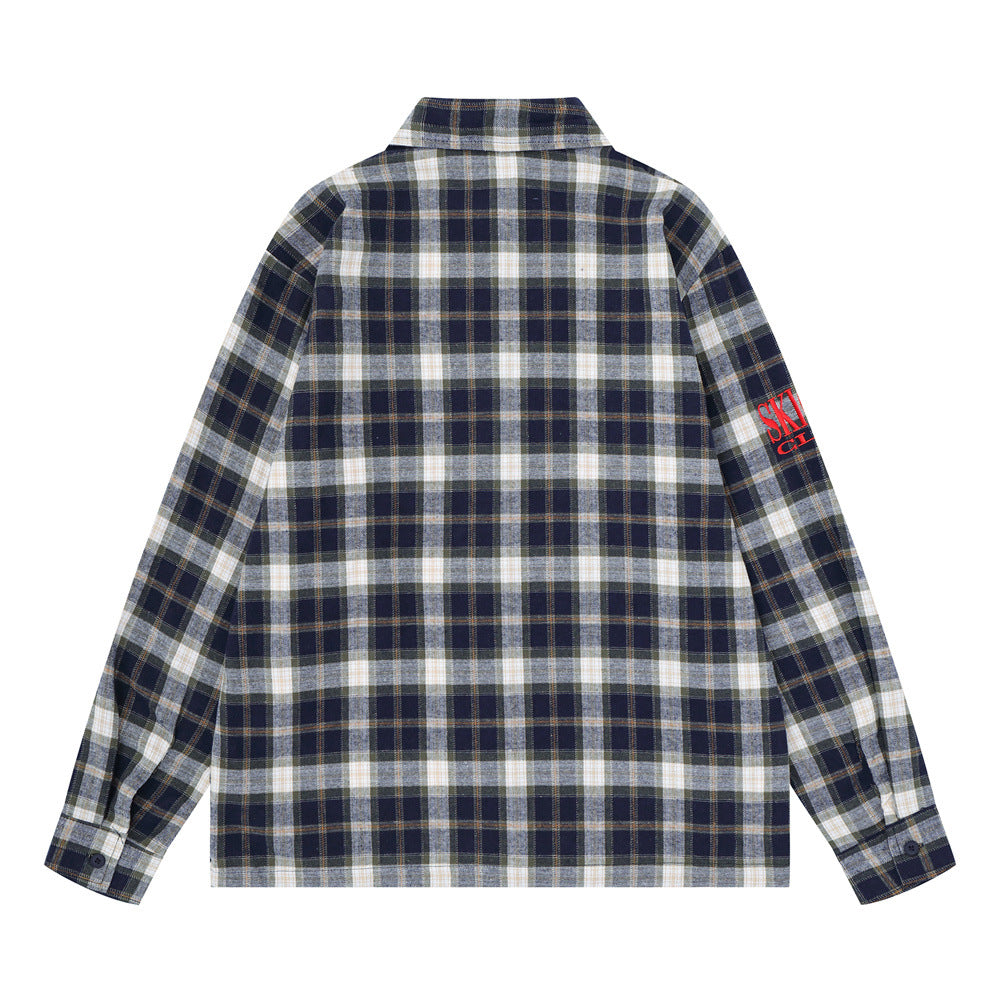 Plaid Flannel Shirt Men's Streetwear Checkerboard Graphic Print Oversized