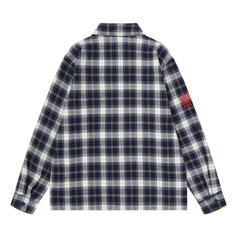 Plaid Flannel Shirt Men's Streetwear Checkerboard Graphic Print Oversized
