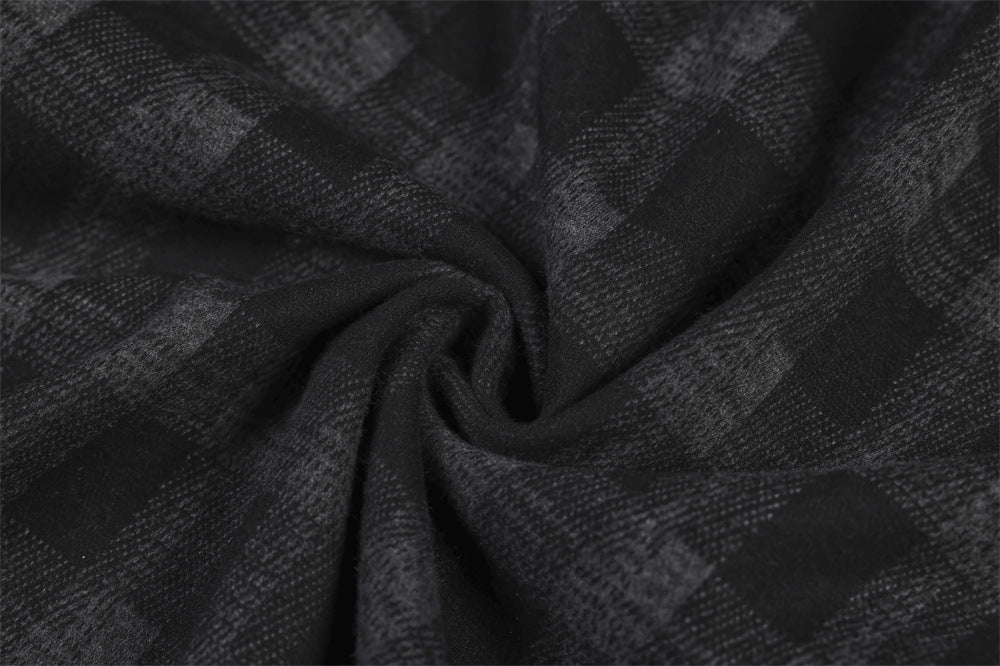 Men's Plaid Dress Pants – Wide-Leg Pleated Baggy Trousers in Black & Grey Check