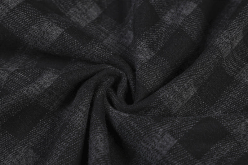 Men's Plaid Dress Pants – Wide-Leg Pleated Baggy Trousers in Black & Grey Check