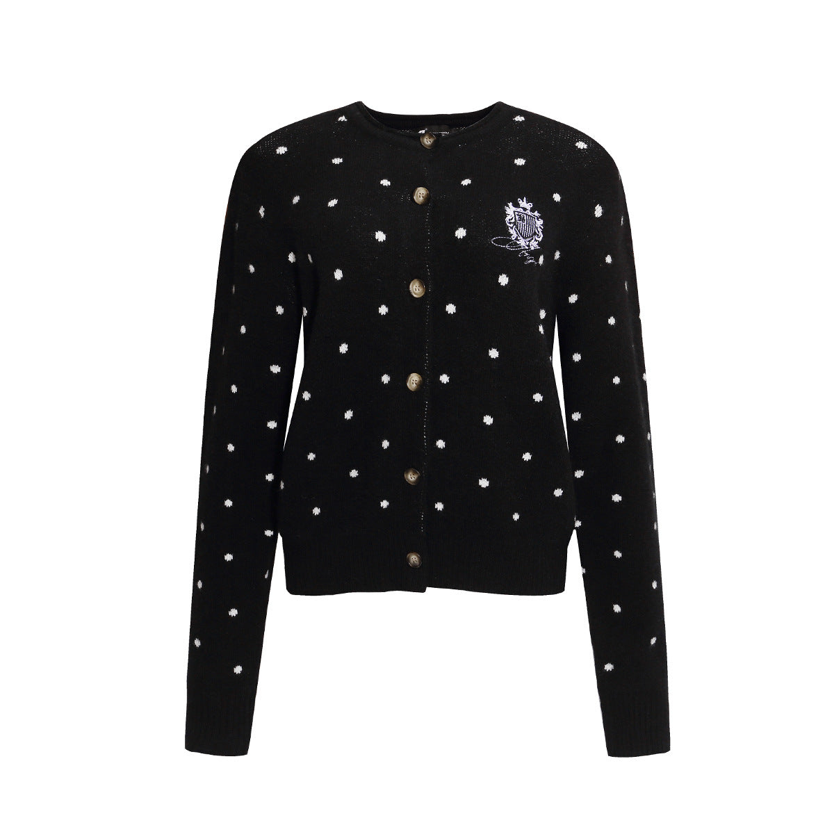 Polka Dot Knit Cardigan Sweater – Cropped Button-Up Vintage Style