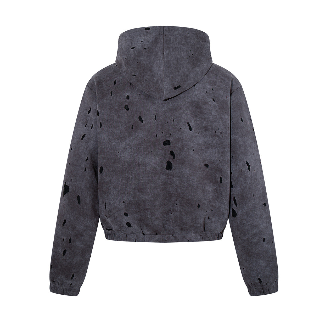 Gray Zip Up Hoodie – Washed Distressed Graffiti Graphic Zip-Front Streetwear