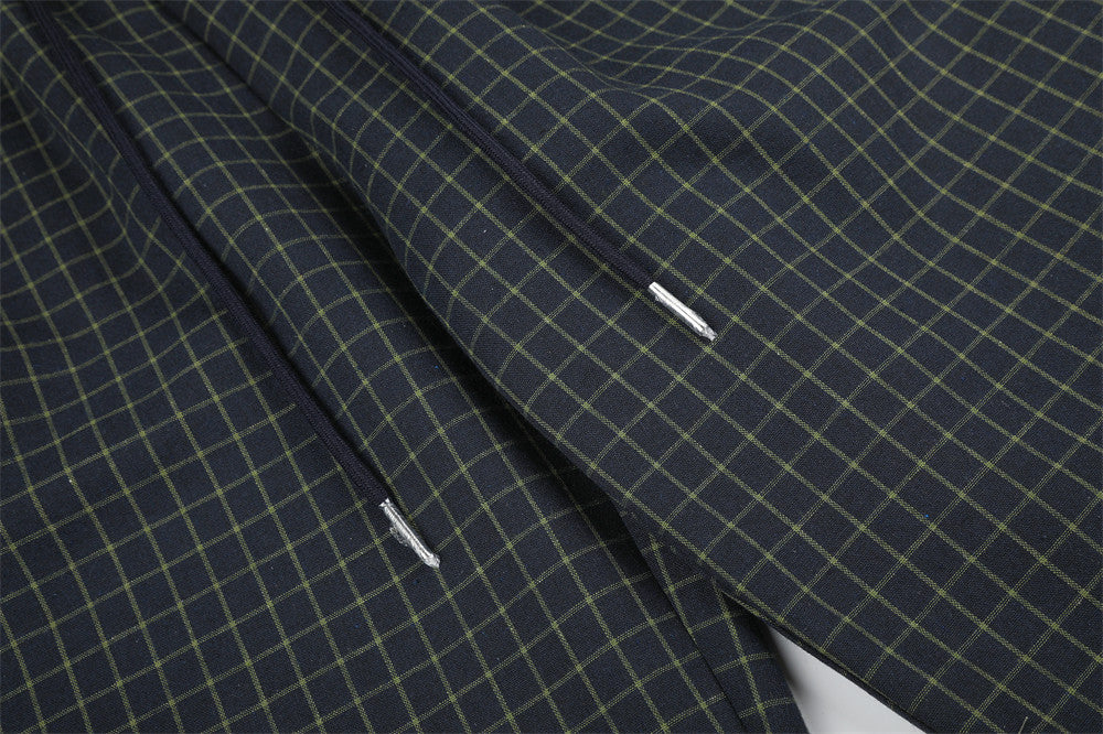 Plaid Wide-Leg Pants – Contrast Elastic Waistband, Relaxed Fit