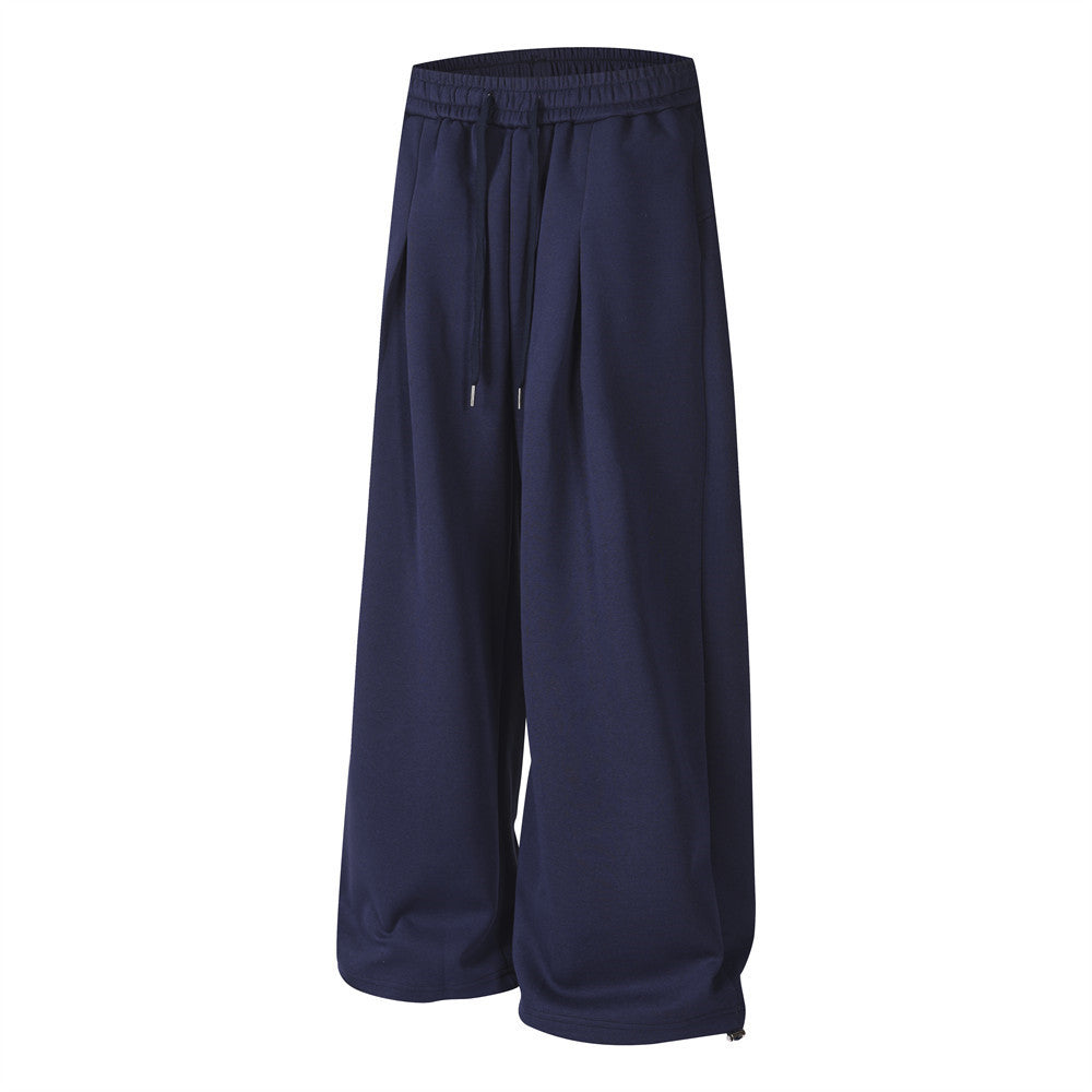Pantalon de survêtement homme coupe wide leg – Étoiles, lettrage et cordon plissé