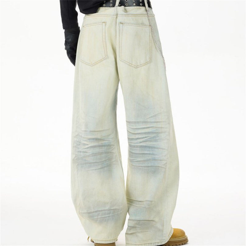 Baggy Pants for Men – Wide Leg Washed Light Blue Denim Jeans