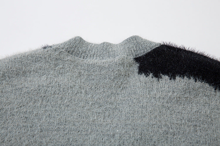 Gilet cardigan en maille jacquard papillon – Col V oversize, maille couple