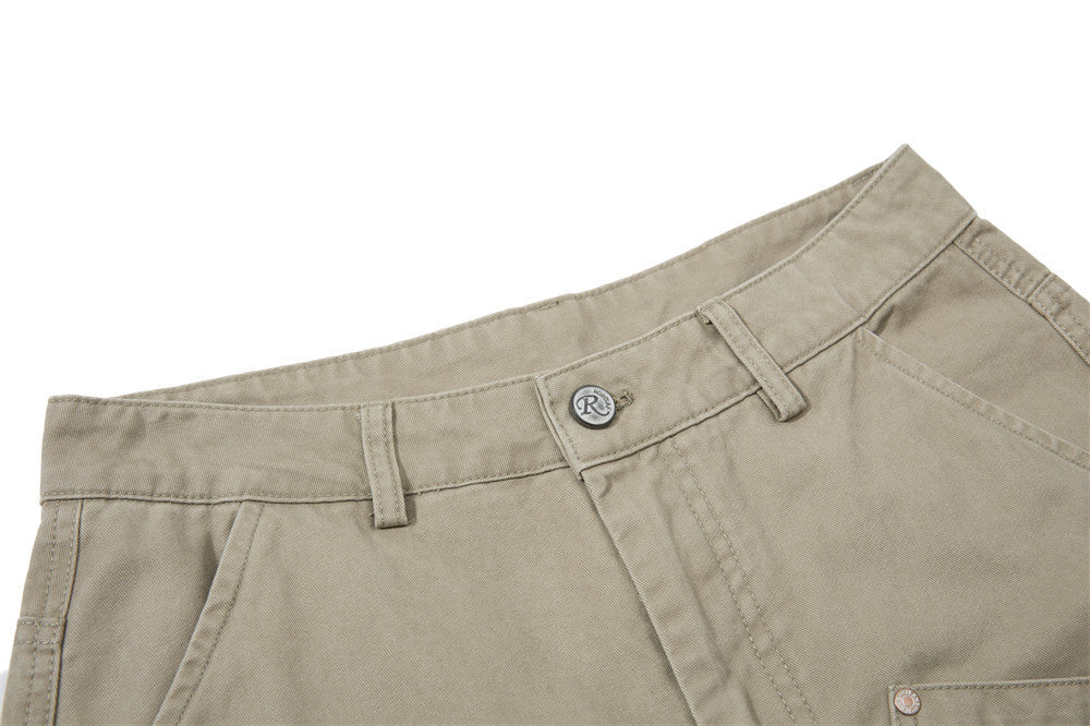 Men's Wide-Leg Cargo Pants – Loose Fit Multi-Pocket Arc-Hem Streetwear Trousers