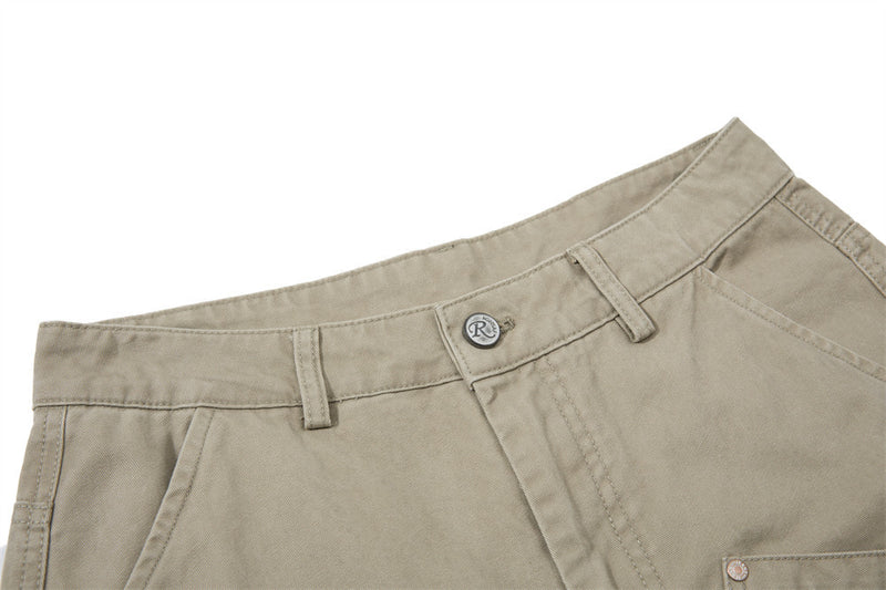 Men's Wide-Leg Cargo Pants – Loose Fit Multi-Pocket Arc-Hem Streetwear Trousers