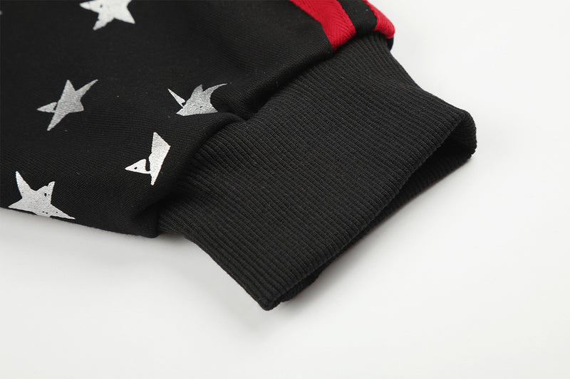 Veste de survêtement zippée color block à étoiles et manches rayées