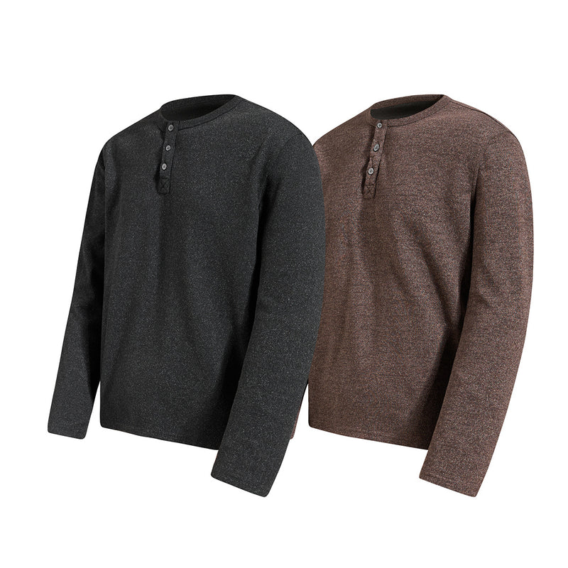 Men's Long-Sleeve Henley T-Shirt – Vintage American Style, Relaxed Fit