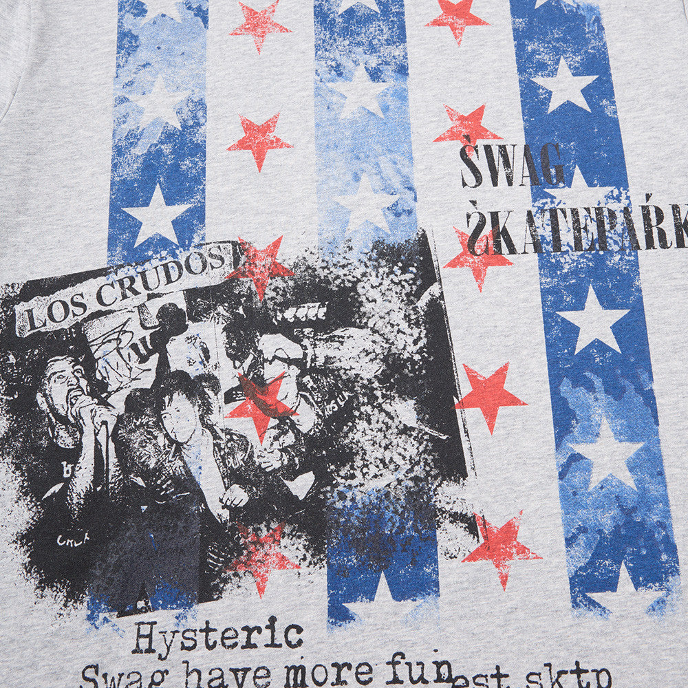Men's Graphic Long Sleeve T-Shirt – Stars & Stripes Skatepark Print, Mock Neck