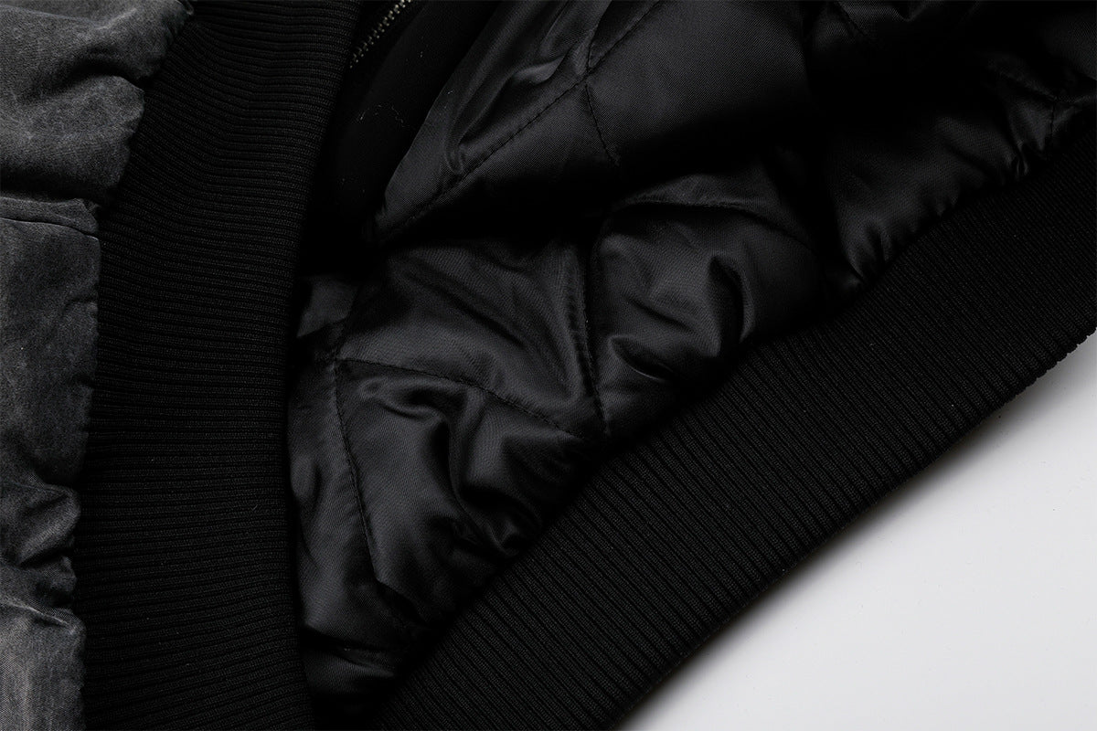 Oversized Padded Bomber Jacket – Faux Two-Piece Hooded Cotton Outerwear