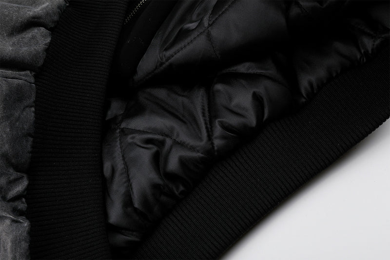 Oversized Padded Bomber Jacket – Faux Two-Piece Hooded Cotton Outerwear