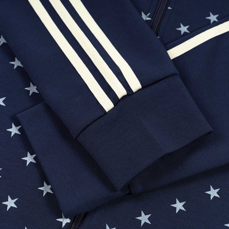Chaqueta Deportiva con Estrellas – Cremallera Completa, Cuello Alto y Rayas Laterales