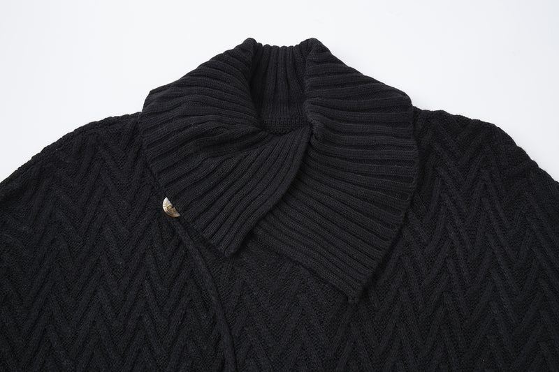 Cardigan en maille torsadée chevrons avec col châle et poches avant