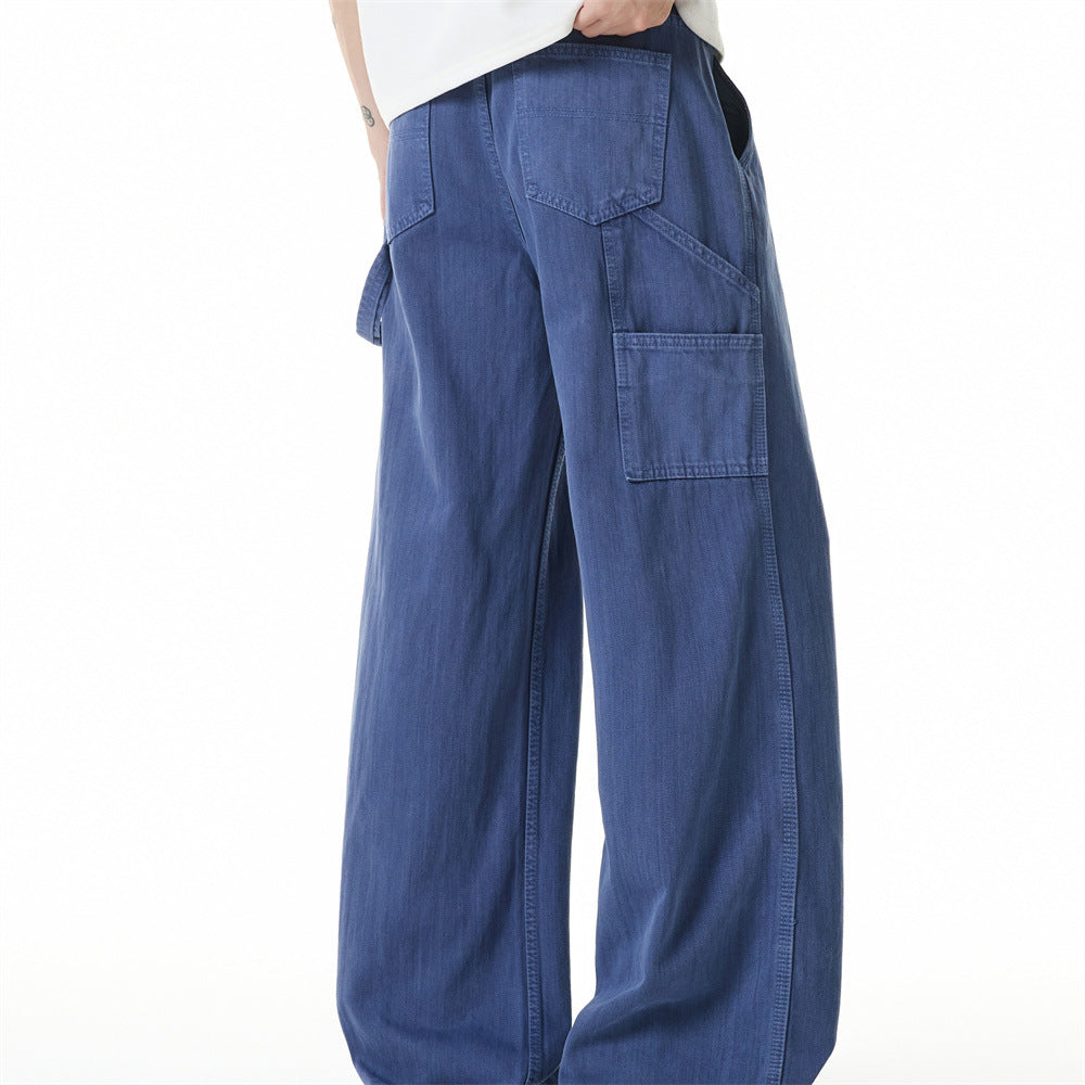 Wide-Leg Carpenter Jeans – Loose Fit Straight Denim Pants with Utility Pockets