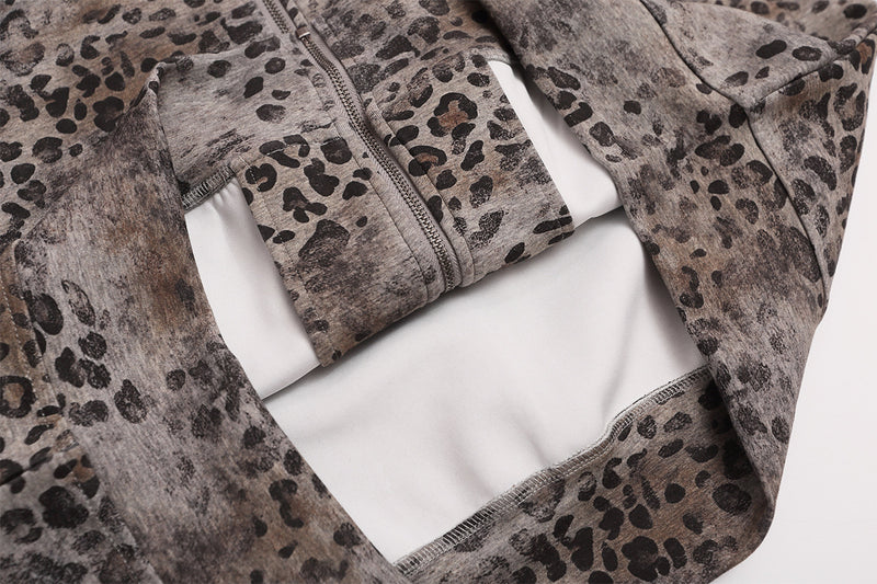 Leopard Print Zip-Up Hoodie – Vintage American Streetwear Oversized Cardigan