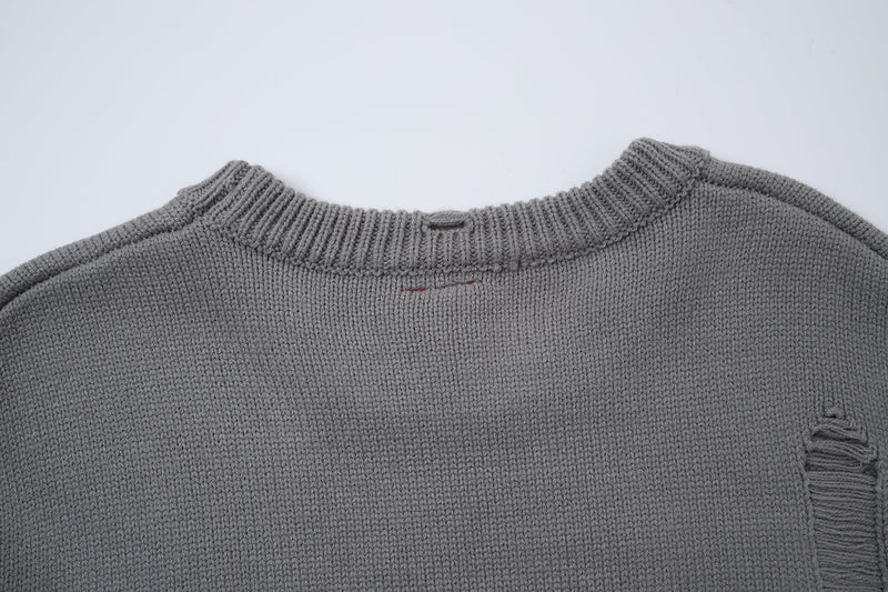 Pull col rond oversize en maille usée avec motif de lettres appliquées