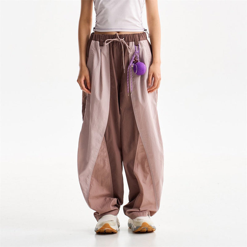 Wide-Leg Colorblock Track Pants – Relaxed Fit Outdoor Sport Trousers