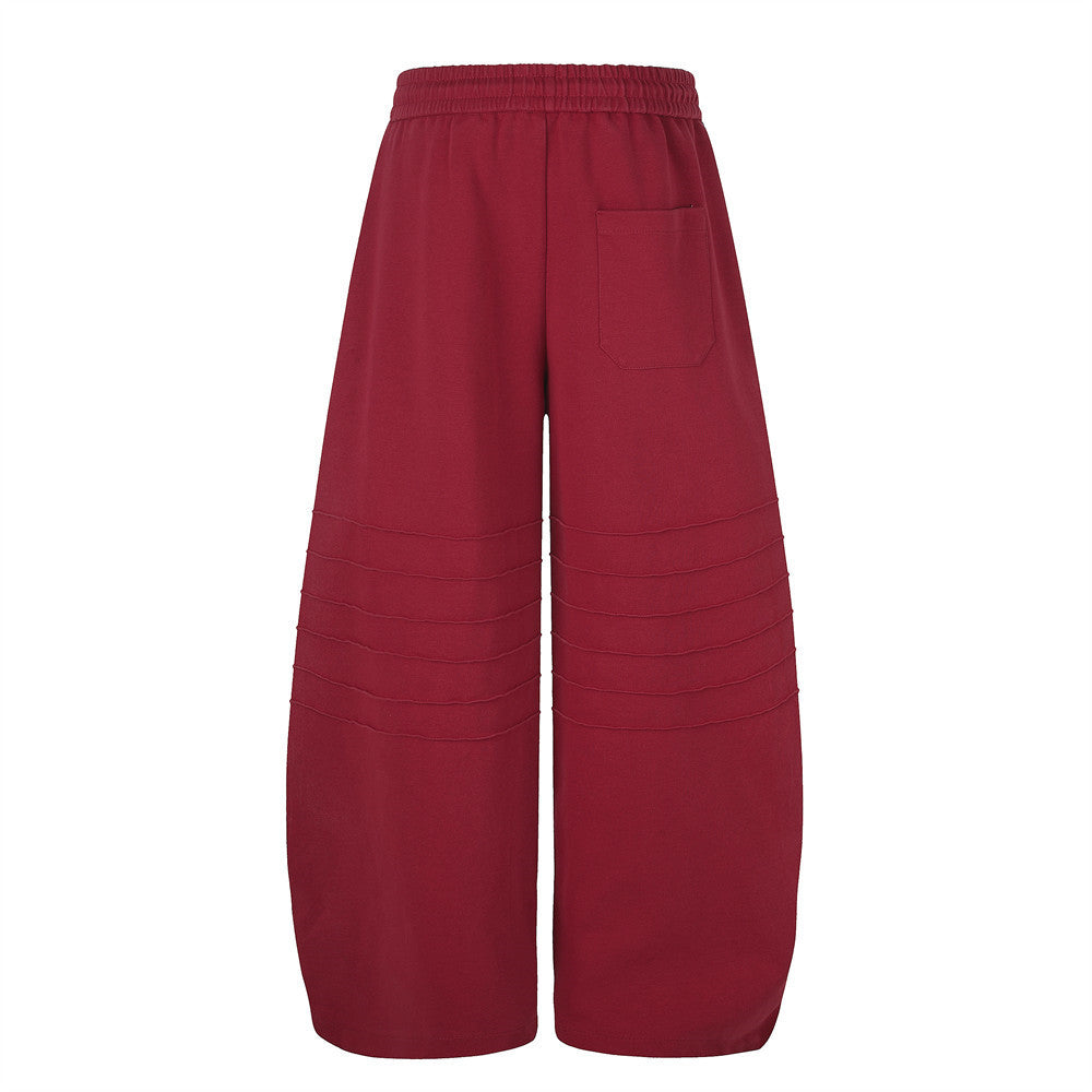 Wide-Leg Sweatpants with Gradient Wash, Letter Embroidery & Pintuck Detail