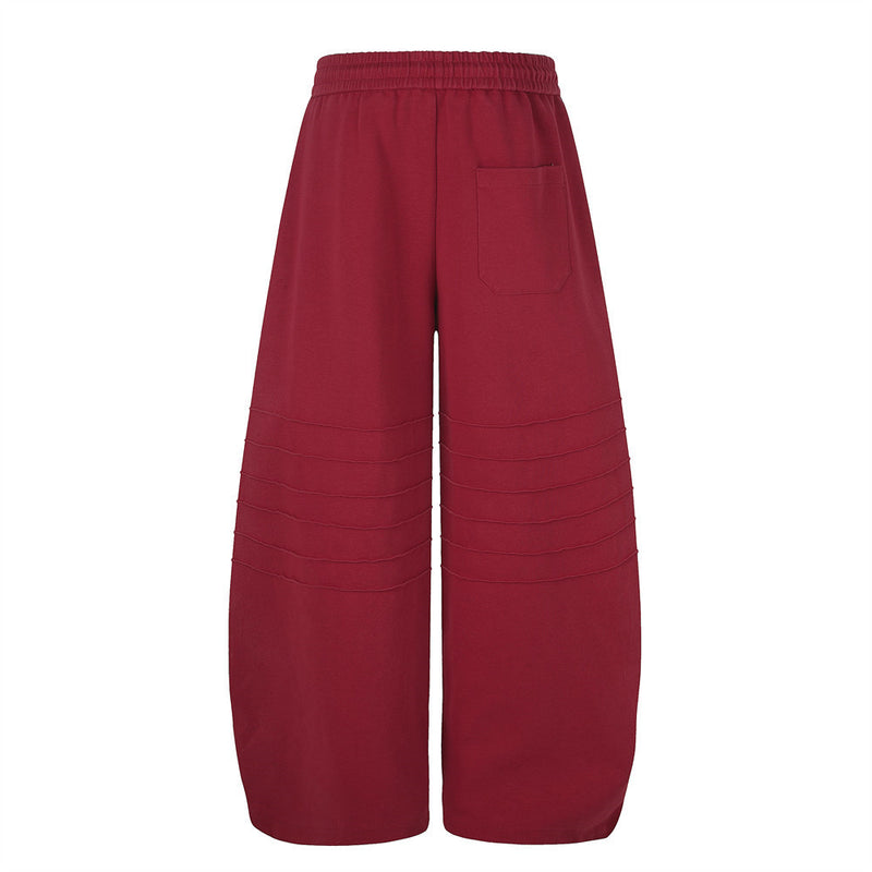Wide-Leg Sweatpants with Gradient Wash, Letter Embroidery & Pintuck Detail