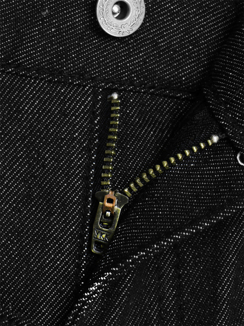 Jean wide leg noir homme avec double ceinture et empiècement diagonal