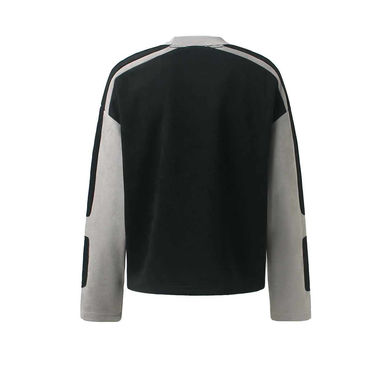 Langarmshirt aus velourslederartigem Material im Colorblock-Design mit Graffiti-Patch-Logo