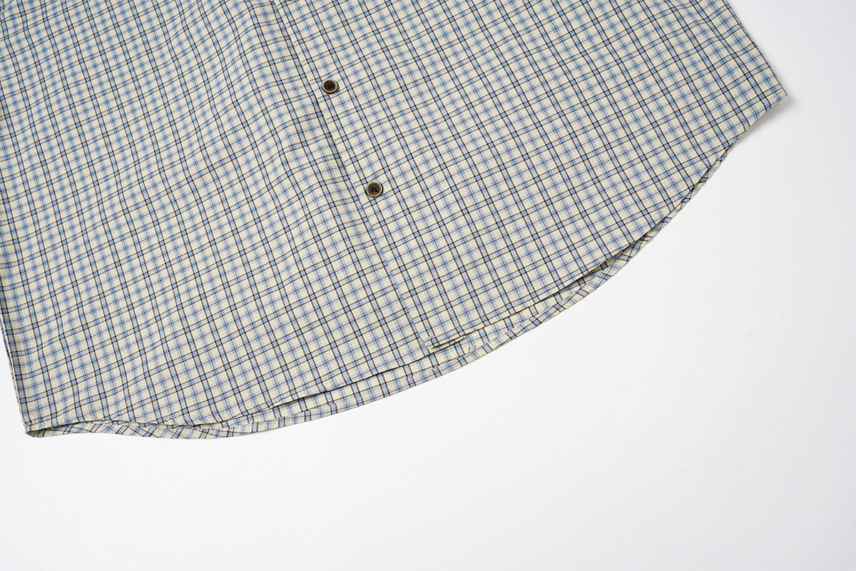 Chemise en flanelle à carreaux bleus – Coupe décontractée, manches longues et boutonnage
