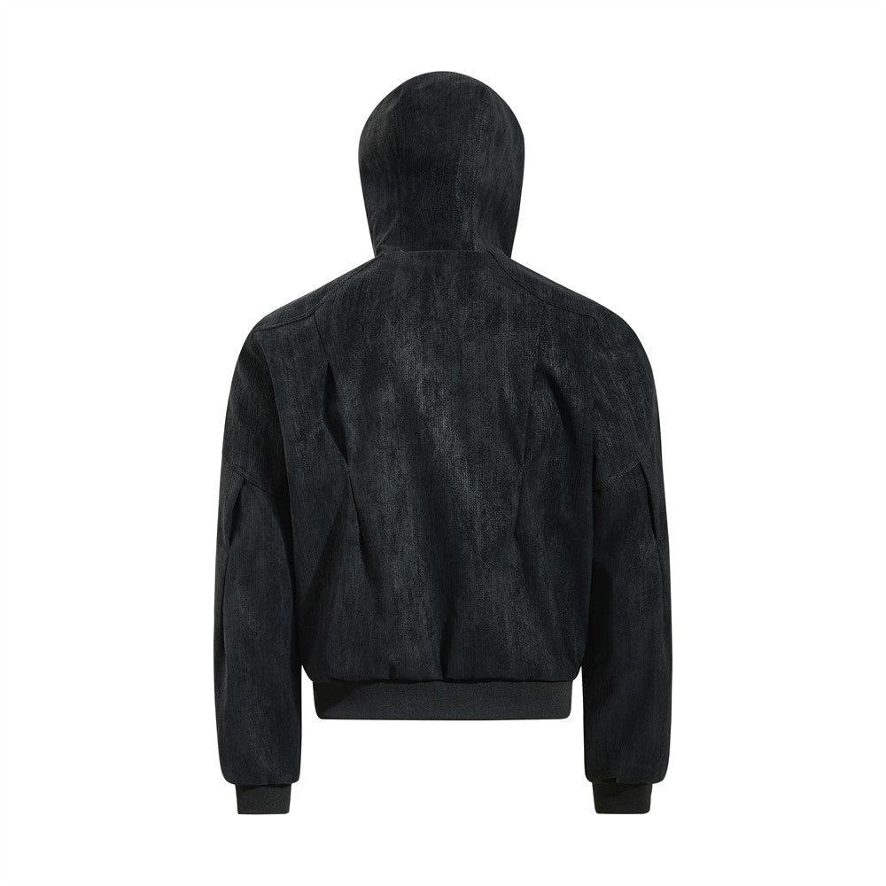Blouson bomber à capuche – Coupe oversize zippée et tissu texturé