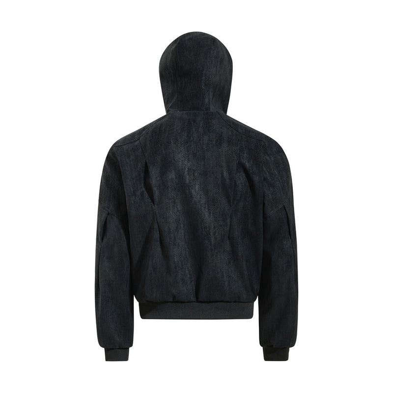 Blouson bomber à capuche – Coupe oversize zippée et tissu texturé