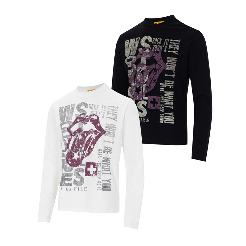 ロングスリーブ ロックグラフィックTシャツ｜色あせプリント ストリートウェアシャツ