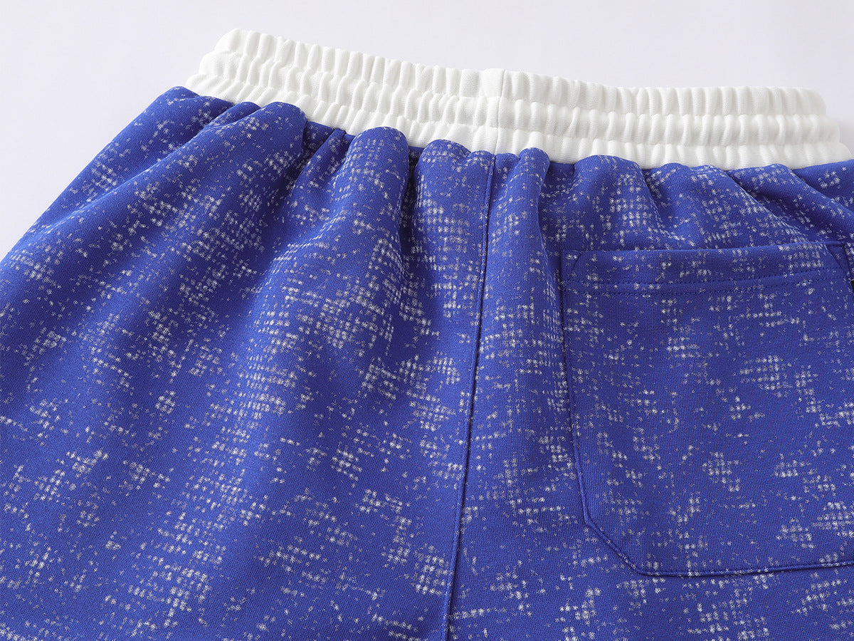 Pantalon de survêtement à jambes larges en maille jacquard délavée streetwear